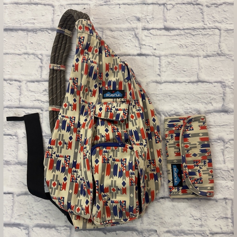Kavu Mesa Southwestern Geometric Sling Bag and Matching Wallet (includes both)